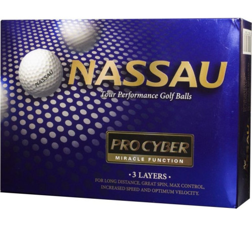М'ячі для гольфу Nassau Pro Cyber 12 шт, жовті М'ячі для гольфу Nassau Pro Cyber 12 шт, жовті