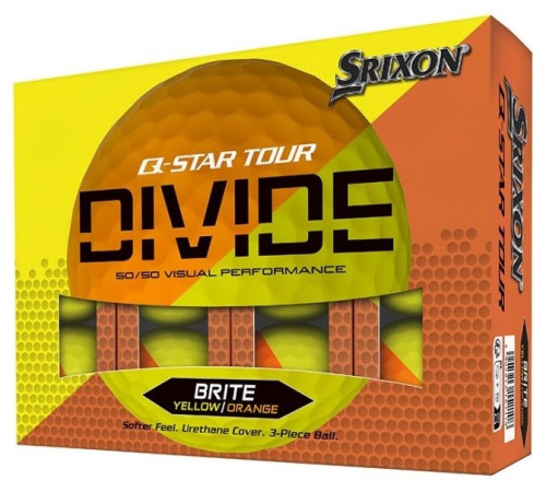 М'ячі для гольфу Srixon Q-Star Tour Divide2 12 шт, жовто-помаранчеві М'ячі для гольфу Srixon Q-Star Tour Divide2 12 шт, жовто-помаранчеві