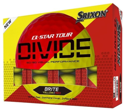 М'ячі для гольфу Srixon Q-Star Tour Divide2 12 шт, жовто-червоні М'ячі для гольфу Srixon Q-Star Tour Divide2 12 шт, жовто-червоні
