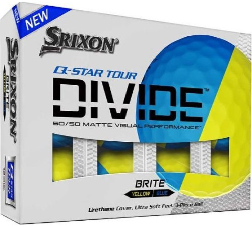 М'ячі для гольфу Srixon Q-Star Tour Divide 12 шт, жовто-блакитні М'ячі для гольфу Srixon Q-Star Tour Divide 12 шт, жовто-блакитні