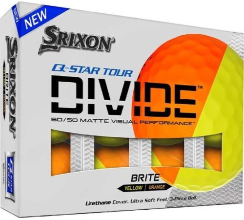 М'ячі для гольфу Srixon Q-Star Tour Divide 12 шт, жовто-помаранчеві М'ячі для гольфу Srixon Q-Star Tour Divide 12 шт, жовто-помаранчеві