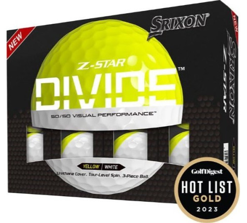 М'ячі для гольфу Srixon Z-Star Divide 12 шт, біло-жовтий М'ячі для гольфу Srixon Z-Star Divide 12 шт, біло-жовтий