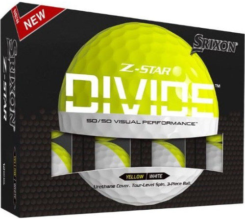 М'ячі для гольфу Srixon Z-Star Divide 12 шт, біло-жовтий М'ячі для гольфу Srixon Z-Star Divide 12 шт, біло-жовтий