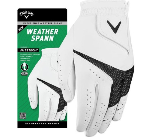 Рукавички для гольфу Callaway Weather Spann р. M-L, біло-чорні Рукавички для гольфу Callaway Weather Spann р. M-L, біло-чорні