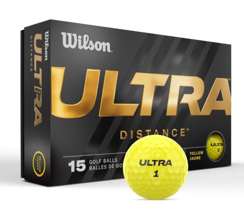 М'ячі для гольфу Wilson ULTRA Distance 15 шт, жовті М'ячі для гольфу Wilson ULTRA Distance 15 шт, жовті