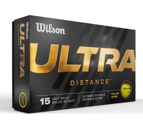 М'ячі для гольфу Wilson ULTRA Distance 15 шт, жовті М'ячі для гольфу Wilson ULTRA Distance 15 шт, жовті