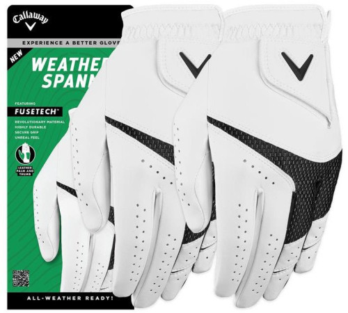 Рукавички для гольфу Callaway Weather Spann MLH р. XL 2 шт, біло-чорні Рукавички для гольфу Callaway Weather Spann MLH р. XL 2 шт, біло-чорні