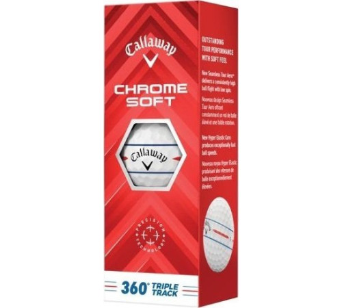 М'ячі для гольфу Callaway Chrome Soft 2024 3 шт, білі М'ячі для гольфу Callaway Chrome Soft 2024 3 шт, білі