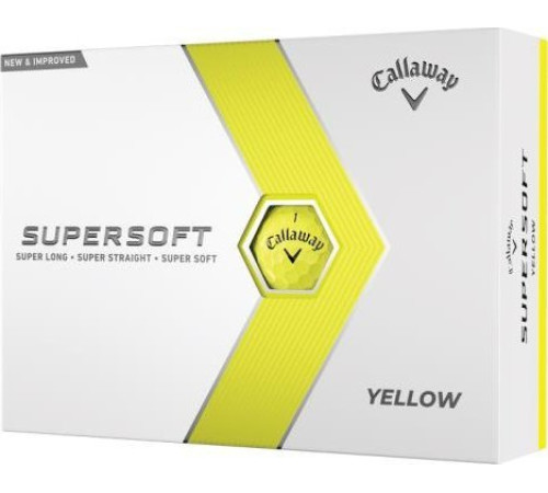 М'ячі для гольфу Callaway Supersoft 2023 12 шт, жовті М'ячі для гольфу Callaway Supersoft 2023 12 шт, жовті