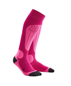 Жіночі компресійні лижні шкарпетки CEP Thermo - Pink/Fluo Pink - III - рожеві 