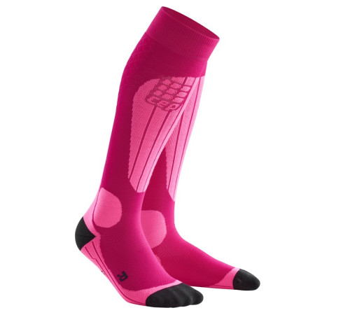 Жіночі компресійні лижні шкарпетки CEP Thermo - Pink/Fluo Pink - III - рожеві