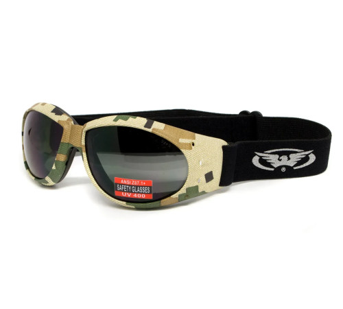 Окуляри захисні з ущільнювачем Global Vision Eliminator Camo Pixel, сірі