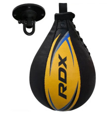 Пневмогруша боксерська шкіряна з кріпленям RDX 2Y Multi діаметр 54 см, чорно-жовта