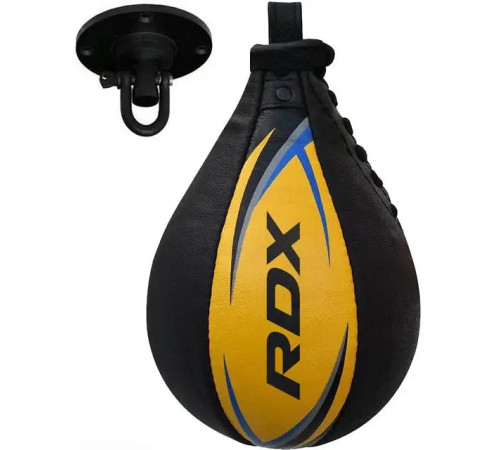 Пневмогруша боксерська шкіряна з кріпленям RDX 2Y Multi діаметр 54 см, чорно-жовта