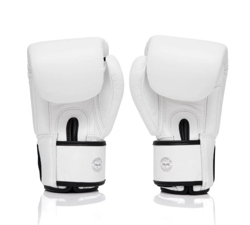 Рукавички боксерські шкіряні з бинтами Fairtex BGV1-ONE 10 унцій, білі