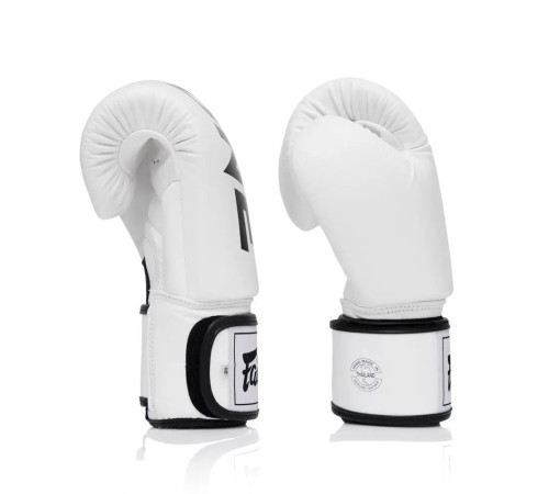 Рукавички боксерські шкіряні з бинтами Fairtex BGV1-ONE 10 унцій, білі