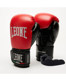 Рукавички боксерські з капою Leone GN383 THUNDER розмір 8 унцій, червоно-чорні