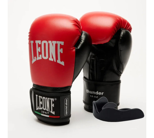 Рукавички боксерські з капою Leone GN383 THUNDER розмір 8 унцій, червоно-чорні