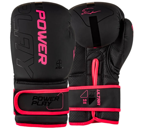 Рукавички боксерські PowerPlay 3024 Ultra Mat розмір 12 унцій, чорно-рожеві