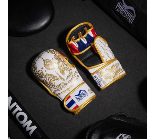 Рукавички для ММА Phantom Muay Thai розмір L/XL, біло-золотисті