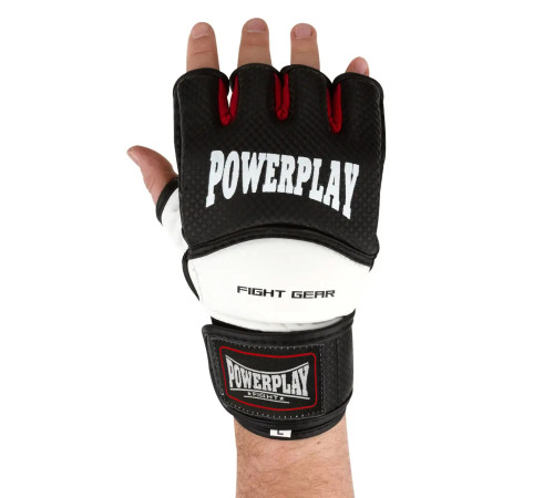Рукавички для MMA PowerPlay 3075 розмір M, чорно-білі
