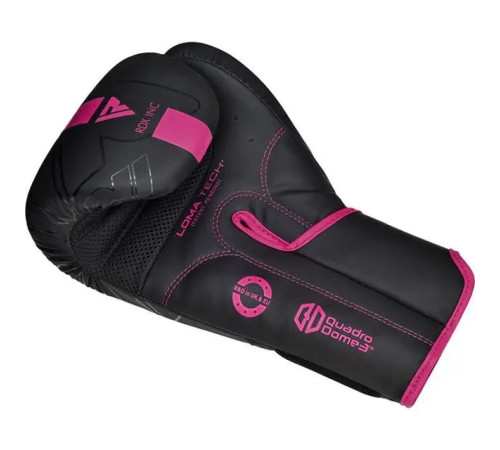 Рукавички боксерські з капою RDX F6 Kara Matte розмір 12 унцій, чорно-рожеві