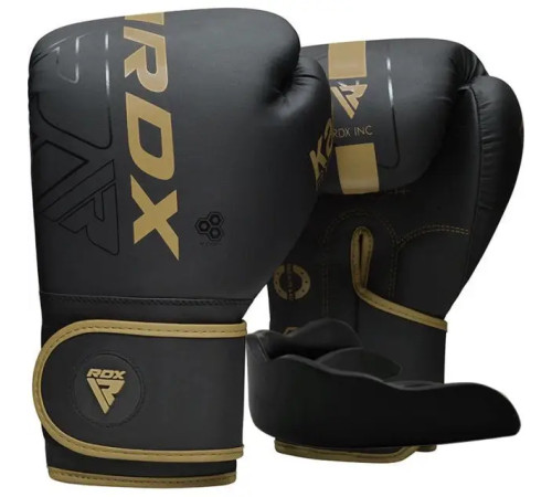 Рукавички боксерські з капою RDX F6 Kara Matte розмір 8 унцій, чорно-золотисті