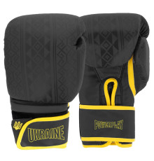 Рукавички боксерські PowerPlay 3021 Ukraine розмір 16 унцій, чорно-жовті