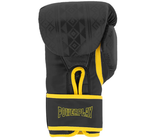 Рукавички боксерські PowerPlay 3021 Ukraine розмір 16 унцій, чорно-жовті