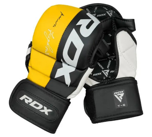 Рукавички греплінгові для ММА RDX T6 Plus Rex розмір XL, чорно-жовті