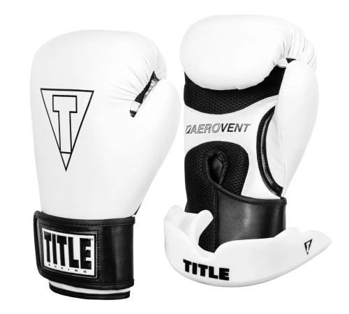 Рукавички боксерські з капою TITLE Boxing Vegan Fitness розмір 8 унцій, чорно-білі