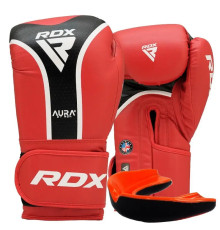 Рукавички боксерські з капою RDX AURA PLUS T-17 розмір 10 унцій, червоно-чорні