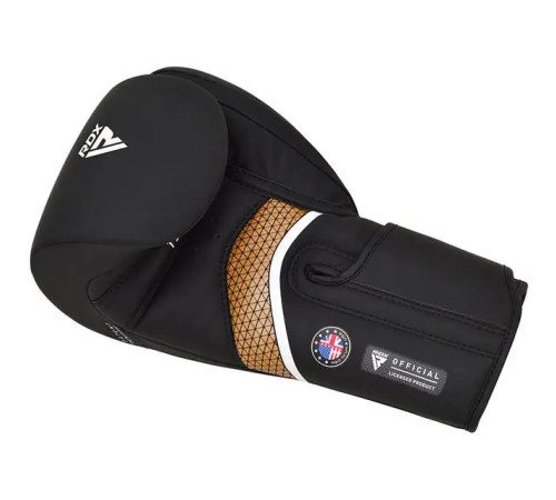 Рукавички боксерські з капою RDX AURA PLUS T-17 розмір 14 унцій, чорно-золотисті