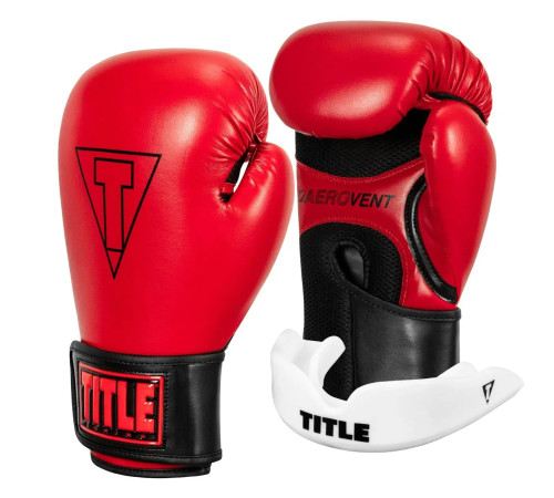Рукавички боксерські з капою TITLE Boxing Vegan Fitness розмрі 16 унцій, чорно-червоні