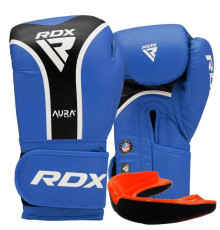 Рукавички боксерські з капою RDX AURA PLUS T-17 розмір 14 унцій, чорно-сині