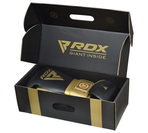 Рукавички боксерські з капою RDX MARK SPARRING PRO TRI LIRA 2 розмір 14 унцій, чорно-золотисті