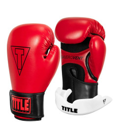 Рукавички боксерські з капою TITLE Boxing Vegan Fitness розмір 8 унцій, чорно-червоні