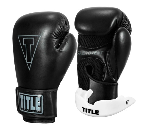 Рукавички боксерські з капою TITLE Boxing Vegan Fitness розмір 14 унцій, чорні