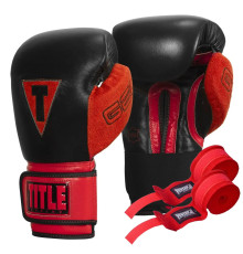 Рукавички боксерські з бинтами TITLE Boxing All Heart 2.0 розмір 16 унцій, чорно-червоні