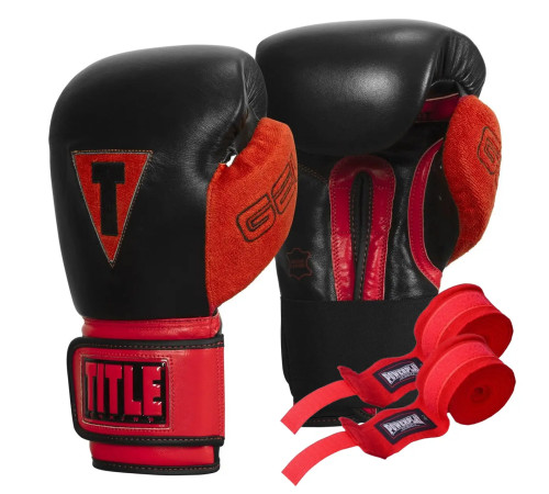 Рукавички боксерські з бинтами TITLE Boxing All Heart 2.0 розмір 16 унцій, чорно-червоні