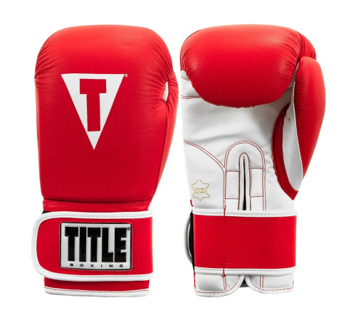 Рукавички боксерські шкіряні з бинтами TITLE Boxing Pro Style 3.0 розмір 16 унцій, червоно-білі