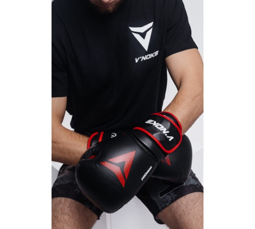 Рукавички боксерські V`Noks Inizio 12 унцій, чорно-червоні