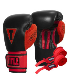 Рукавички боксерські з бинтами TITLE Boxing All Heart 2.0 розмір 10 унцій, чорно-червоні