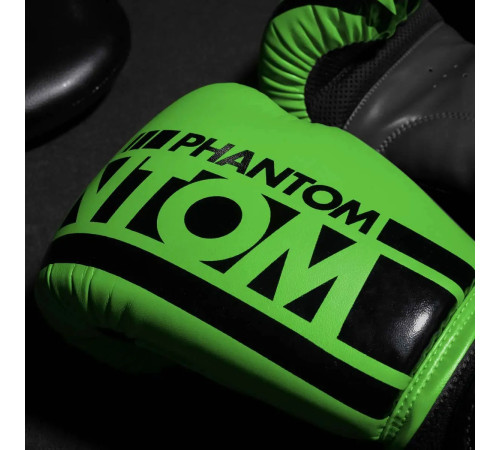 Рукавички боксерські з капою Phantom APEX Neon розмір 14 унцій, чорно-зелені