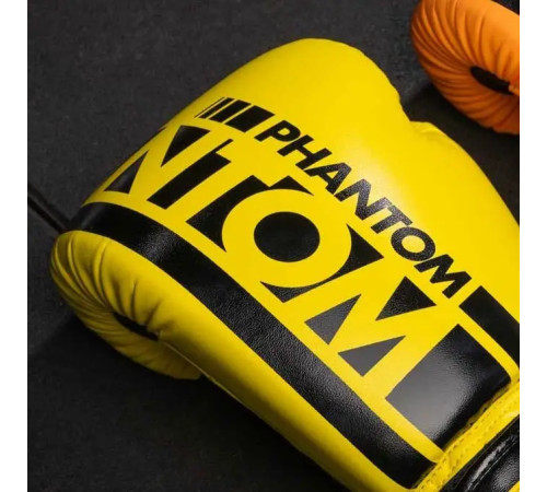 Рукавички боксерські з капою Phantom APEX Neon розмір 14 унцій, чорно-жовті