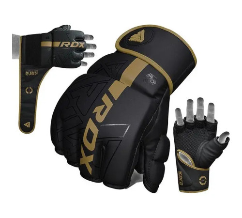Рукавички для ММА RDX F6 KARA Matte Golden розмір M, чорно-золотисті