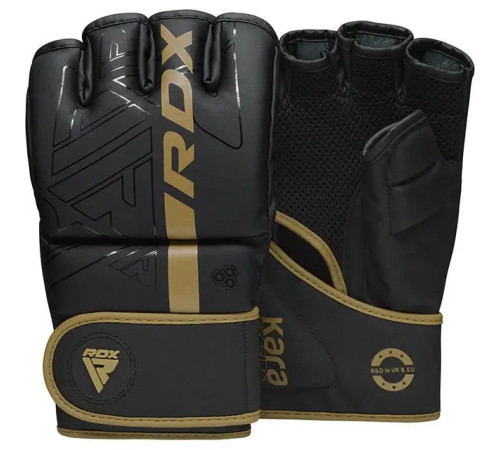 Рукавички для ММА RDX F6 KARA Matte Golden розмір XL, чорно-золотисті