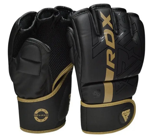 Рукавички для ММА RDX F6 KARA Matte Golden розмір XL, чорно-золотисті
