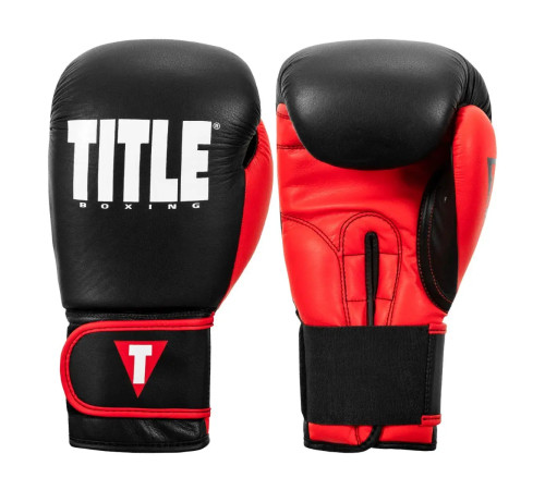Рукавички боксерські шкіряні з бинтами TITLE Boxing Dynamic Strike розмір 16 унцій, чорно-червоні