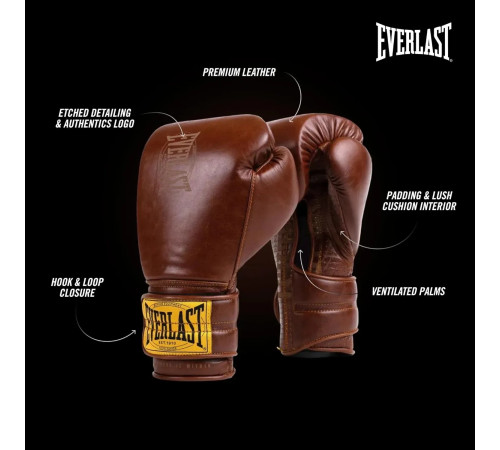 Боксерські рукавиці Everlast 1910 CLASSIC TRAINING GLOVE 16 унцій, коричневий